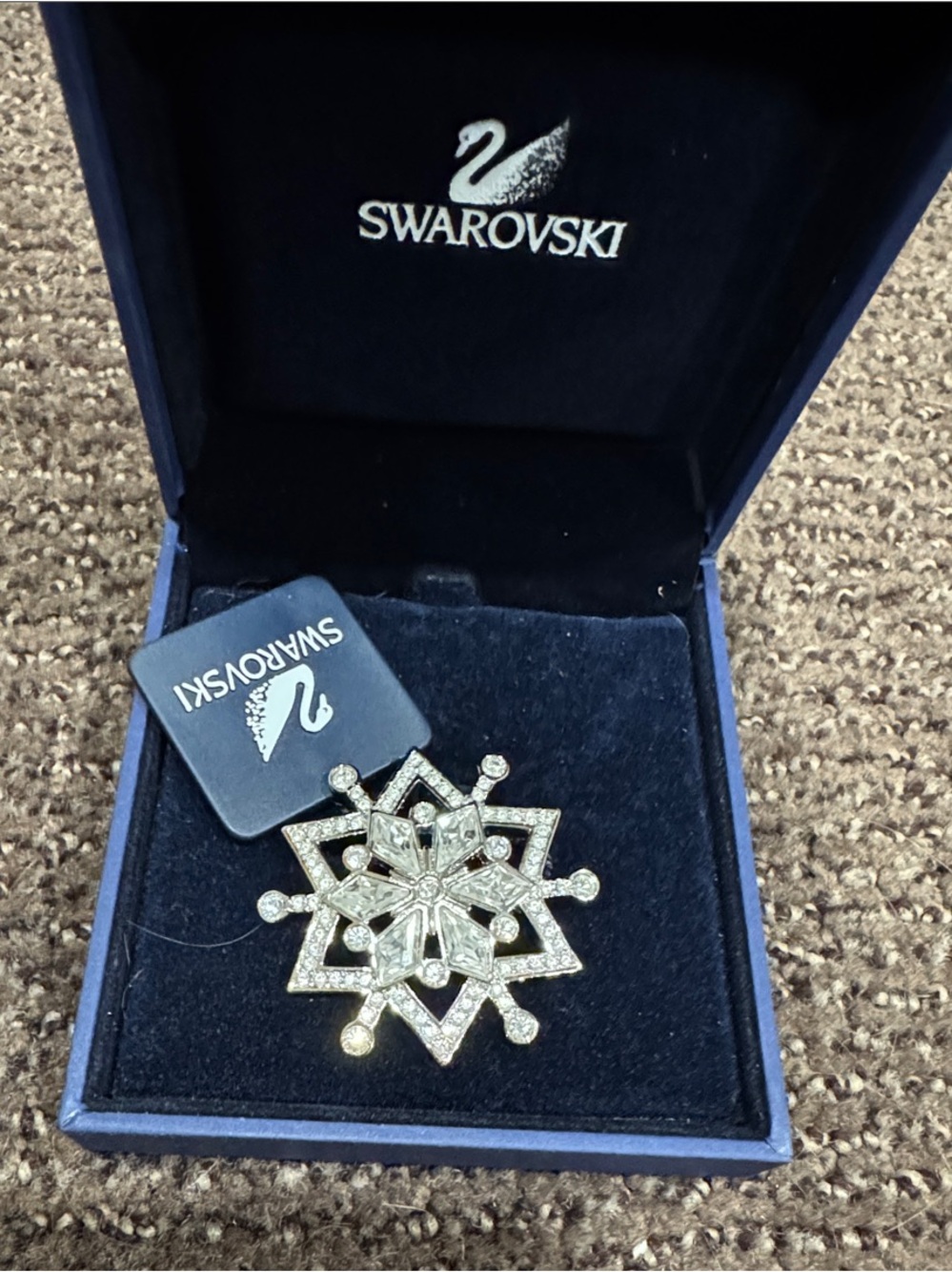 Swarovski Silver Clear Crystal Snowflake Brooch